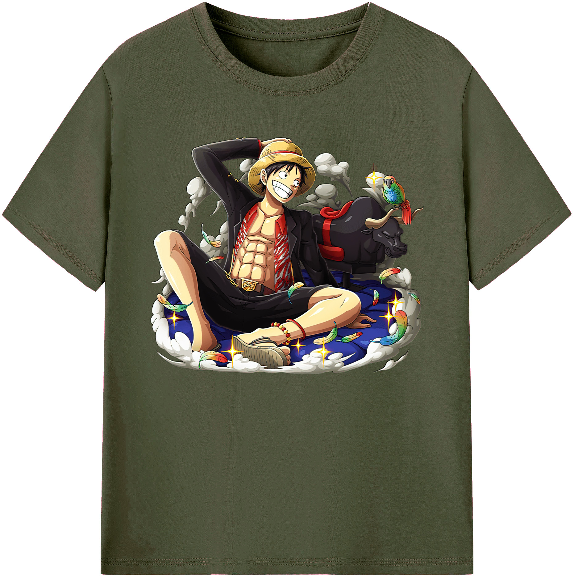 ワンピース モンキー・D・ルフィ ONE PIECE Monkey D. Luffy 綿100％ メンズ半袖Tシャツ｜肌触りやわらか＆通気性